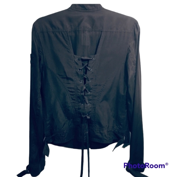 Express Brown 100% Silk Light Weight Jacket Size Large - Picture 2 of 4